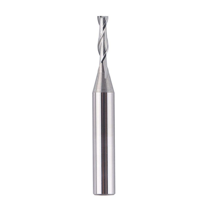 SpeTool CNC Spiral Router Bits with Up Cut 1/8 inch Cutting Diameter, 1/4 inch Shank HRC55 Solid Carbide End Mill for Wood Cut, Carving - Image 1